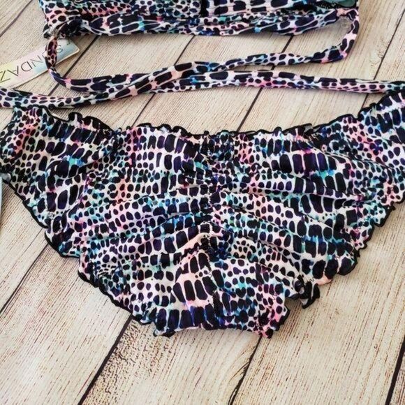 Sundazed Modern Animal Print Simon Halter Top & Mermaid Ruffle Bottom Bikini Set - Picture 8 of 11
